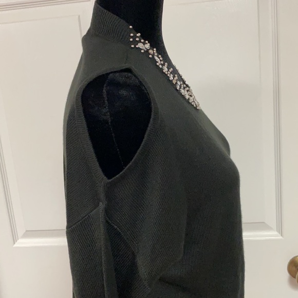 Cato Black open shoulder with beaded rhinestone collar sweater - Size medium - Picture 8 of 11